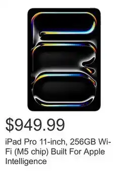 Costco iPad Pro 11-inch, 256GB Wi-Fi (M5 chip) Built For Apple Intelligence offer