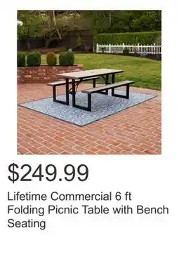 Costco Lifetime Commercial 6 ft Folding Picnic Table with Bench Seating offer