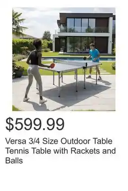 Costco Versa 3/4 Size Outdoor Table Tennis Table with Rackets and Balls offer