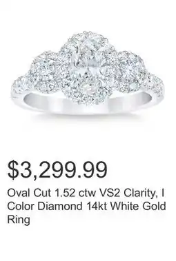 Costco Oval Cut 1.52 ctw VS2 Clarity, I Color Diamond 14kt White Gold Ring offer