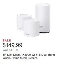 Costco TP-Link Deco AX3000 Wi-Fi 6 Dual-Band Whole-Home Mesh System Indoor/Outdoor 3-pk offer
