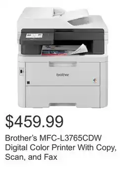 Costco Brother's MFC-L3765CDW Digital Color Printer With Copy, Scan, and Fax offer