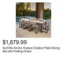 Costco SunVilla Anchor 9-piece Outdoor Patio Dining Set with Folding Chairs offer