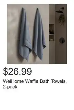 Costco WelHome Waffle Bath Towels, 2-pack offer