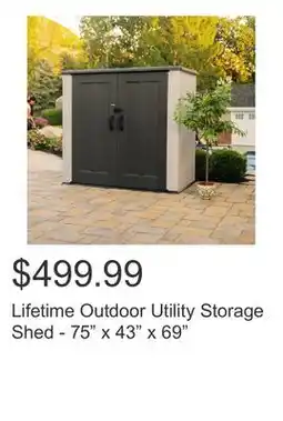 Costco Lifetime Outdoor Utility Storage Shed - 75 x 43 x 69 offer