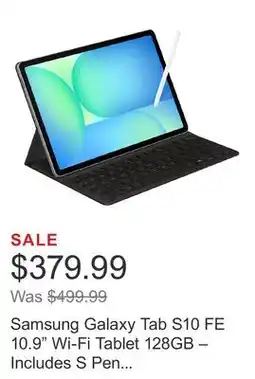 Costco Samsung Galaxy Tab S10 FE 10.9 Wi-Fi Tablet 128GB – Includes S Pen and Book Cover Keyboard offer