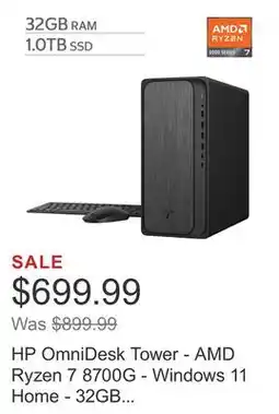 Costco HP OmniDesk Tower - AMD Ryzen 7 8700G - Windows 11 Home - 32GB Memory - 1TB SSD offer