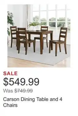Costco Carson Dining Table and 4 Chairs offer