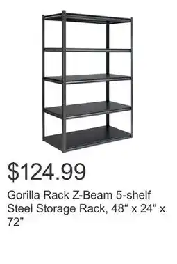 Costco Gorilla Rack Z-Beam 5-shelf Steel Storage Rack, 48 x 24 x 72 offer