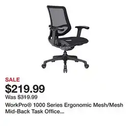 Office Depot WorkPro 1000 Series Ergonomic Mesh/Mesh Mid-Back Task Office Chair, Black/Black, BIFMA Compliant offer