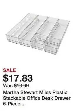 Office Depot Martha Stewart Miles Plastic Stackable Office Desk Drawer 6-Piece Organizer Set, Clear offer