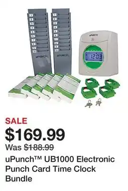 Office Depot uPunch UB1000 Electronic Punch Card Time Clock Bundle offer
