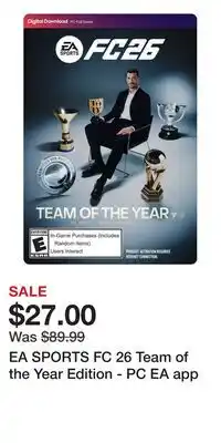 Game Stop EA SPORTS FC 26 Team of the Year Edition - PC EA app offer
