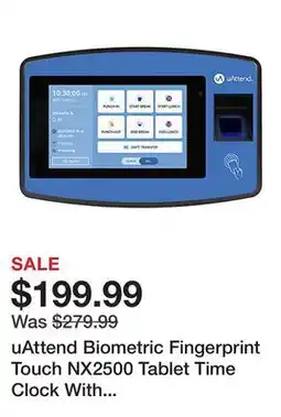 Office Depot uAttend Biometric Fingerprint Touch NX2500 Tablet Time Clock With Fingerprint Scan offer