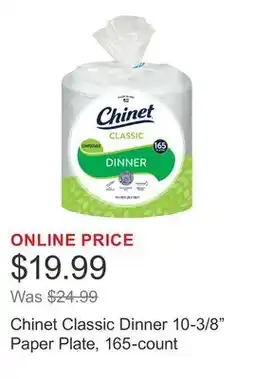 Costco Chinet Classic Dinner 10-3/8 Paper Plate, 165-count offer