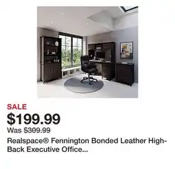 Office Depot Realspace Fennington Bonded Leather High-Back Executive Office Chair, Black, BIFMA Compliant offer