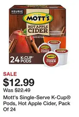 Office Depot Mott's Single-Serve K-Cup Pods, Hot Apple Cider, Pack Of 24 offer