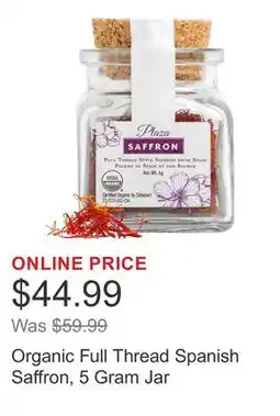 Costco Organic Full Thread Spanish Saffron, 5 Gram Jar offer