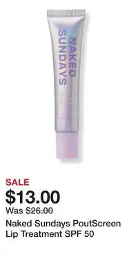 Ulta Beauty Naked Sundays PoutScreen Lip Treatment SPF 50 offer