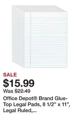 Office Depot Office Depot Brand Glue-Top Legal Pads, 8 1/2 x 11, Legal Ruled, 50 Sheets, White, Pack Of 12 Pads offer