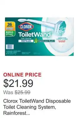 Costco Clorox ToiletWand Disposable Toilet Cleaning System, Rainforest Rush, 1 Wand & 36 Refills offer