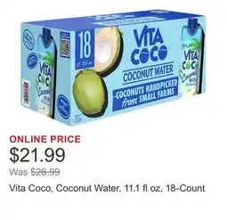 Costco Vita Coco, Coconut Water, 11.1 fl oz, 18-Count offer