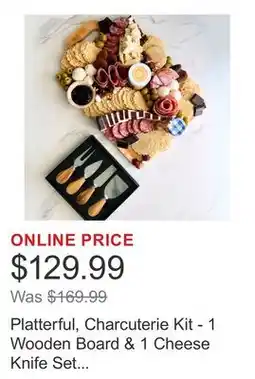 Costco Platterful, Charcuterie Kit - 1 Wooden Board & 1 Cheese Knife Set Included offer