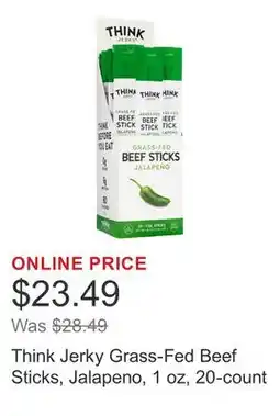 Costco Think Jerky Grass-Fed Beef Sticks, Jalapeno, 1 oz, 20-count offer