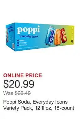 Costco Poppi Soda, Everyday Icons Variety Pack, 12 fl oz, 18-count offer