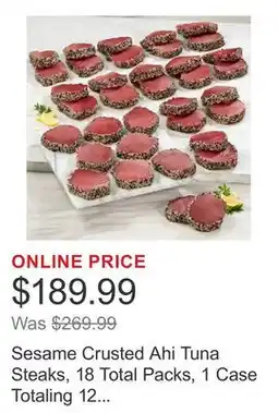 Costco Sesame Crusted Ahi Tuna Steaks, 18 Total Packs, 1 Case Totaling 12 Lbs offer