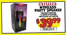 Ollie's aiwa WIRELESS PARTY SPEAKER offer