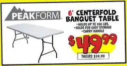 Ollie's 6' CENTERFOLD PEAKFORM BANQUET TABLE offer