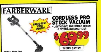 Ollie's FARBERWARE CORDLESS PRO STICK VACUUM offer