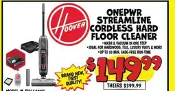 Ollie's HOOVER ONEPWR STREAMLINE CORDLESS HARD FLOOR CLEANER offer