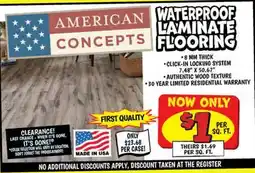 Ollie's WATERPROOF LAMINATE CONCEPTS FLOORING offer