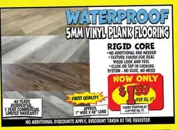 Ollie's WATERPROOF 5MM VINYL PLANK FLOORING RIGID CORE offer