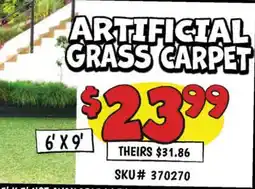 Ollie's ARTIFICIAL GRASS CARPET offer