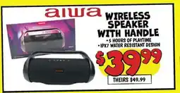 Ollie's aiwa WIRELESS SPEAKER WITH HANDLE offer