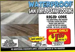 Ollie's WATERPROOF 5MM VINYL PLANK FLOORING offer