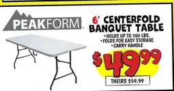 Ollie's PEAKFORM CENTERFOLD PEAKFORM BANQUET TABLE offer