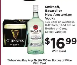 Ralphs Smirnoff, Bacardi or New Amsterdam Vodka offer