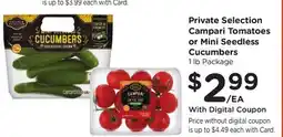 Ralphs Private Selection Campari Tomatoes or Mini Seedless Cucumbers offer