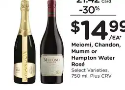 Ralphs Meiomi, Chandon, Mumm or Hampton Water Rosé offer