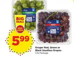 Food 4 Less Kroger Red, Green or Black Seedless Grapes offer