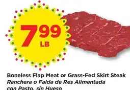 Food 4 Less Boneless Flap Meat or Grass-Fed Skirt Steak offer