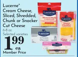 Pavilions Lucerne Cream Cheese, Sliced, Shredded, Chunk or Snacker Cut Cheese offer