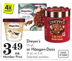 Pavilions Dreyer's 1.5 qt. or Häagen-Dazs 14 oz. or 3 ct offer