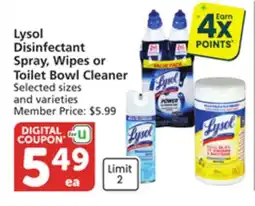 Pavilions Lysol Disinfectant Spray, Wipes or Toilet Bowl Cleaner offer