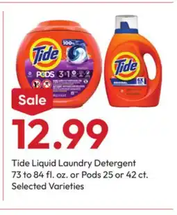 Stater Bros Tide Liquid Laundry Detergent 73 to 84 fl. oz. or Pods 25 or 42 ct offer