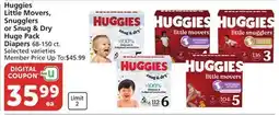 Albertsons Huggies Little Movers, Snugglers or Snug & Dry Huge Pack Diapers offer